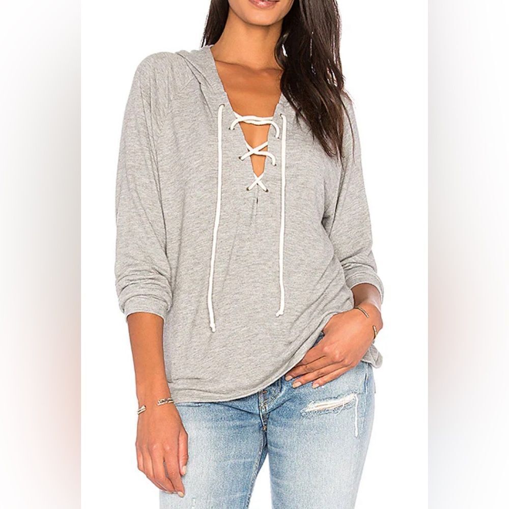 NWT Michael Lauren Gray Lace-Up Hoodie size XS